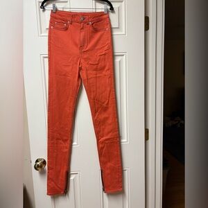 BLK DNM Women's/girls Designer jeans, bright Orange color. Size 26 long.